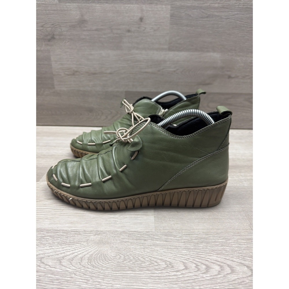 Spring Step Nespea Leather Wedge Booties Olive Green Size 41 (US 10) Size Zip - Picture 5 of 12